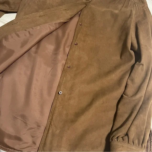 Vtg Bill Haire Friedrick's Sport Lamb Suede Button Front Shirt Blouse - Picture 9 of 12